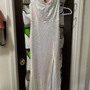 White sequin prom dress